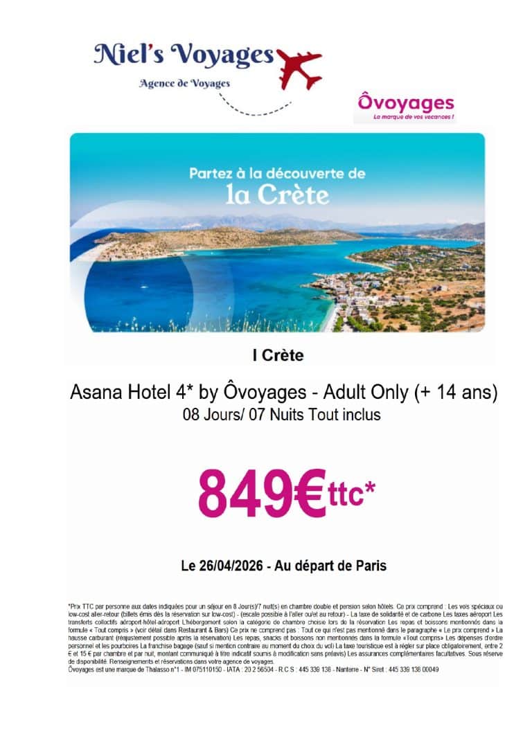 Modele O VOYAGE CRETE 2026